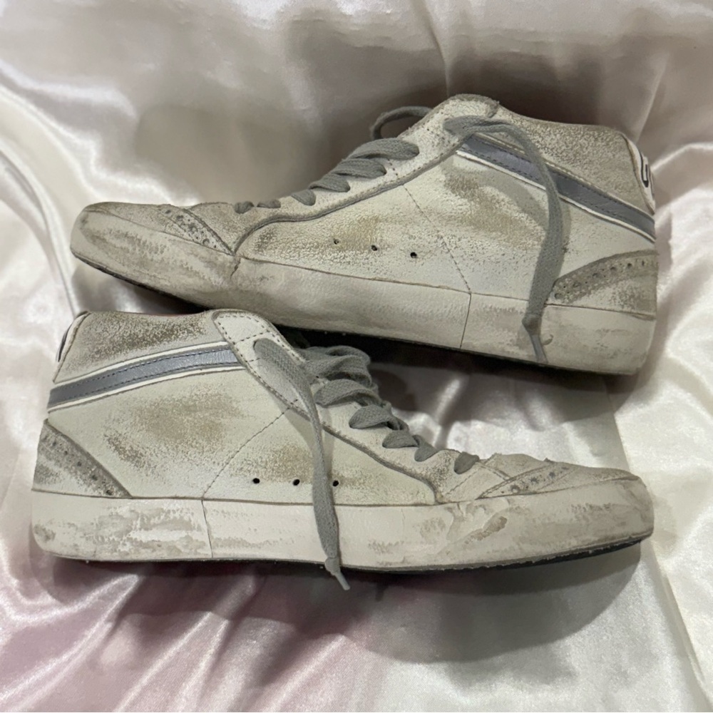 Golden Goose Mid Star Sneakers White Pink Patent Star Mid Top Size 7/37 Preppy - Picture 10 of 16